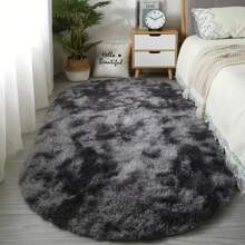 1 Pc Thickening Soft Tie-Dyed Oval Plush Carpet, Made Of Soft Polyester Material, Skin-Friendly Thickened Sponge, Durable And Easy To Clean, Indoor Decorative Carpet, Suitable For Bedroom Living Room, Sofa, Bedside, Game Room, Sun Room