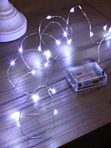 1包电池供电迷你铜线星光灯串，适用于卧室、梅森罐、DIY派对、婚礼、餐桌装饰、情人节、感恩节（冷白光） - 白色 - 查看 9