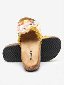 Women's Slippers With Fabric Flowers InOsosi- Footwear - Yellow - View 5