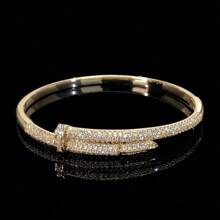 1pc Women Nail Shaped Bracelet With Synthetic Cubic Zirconia, Elegant Minimalist Design Versatile Accessory