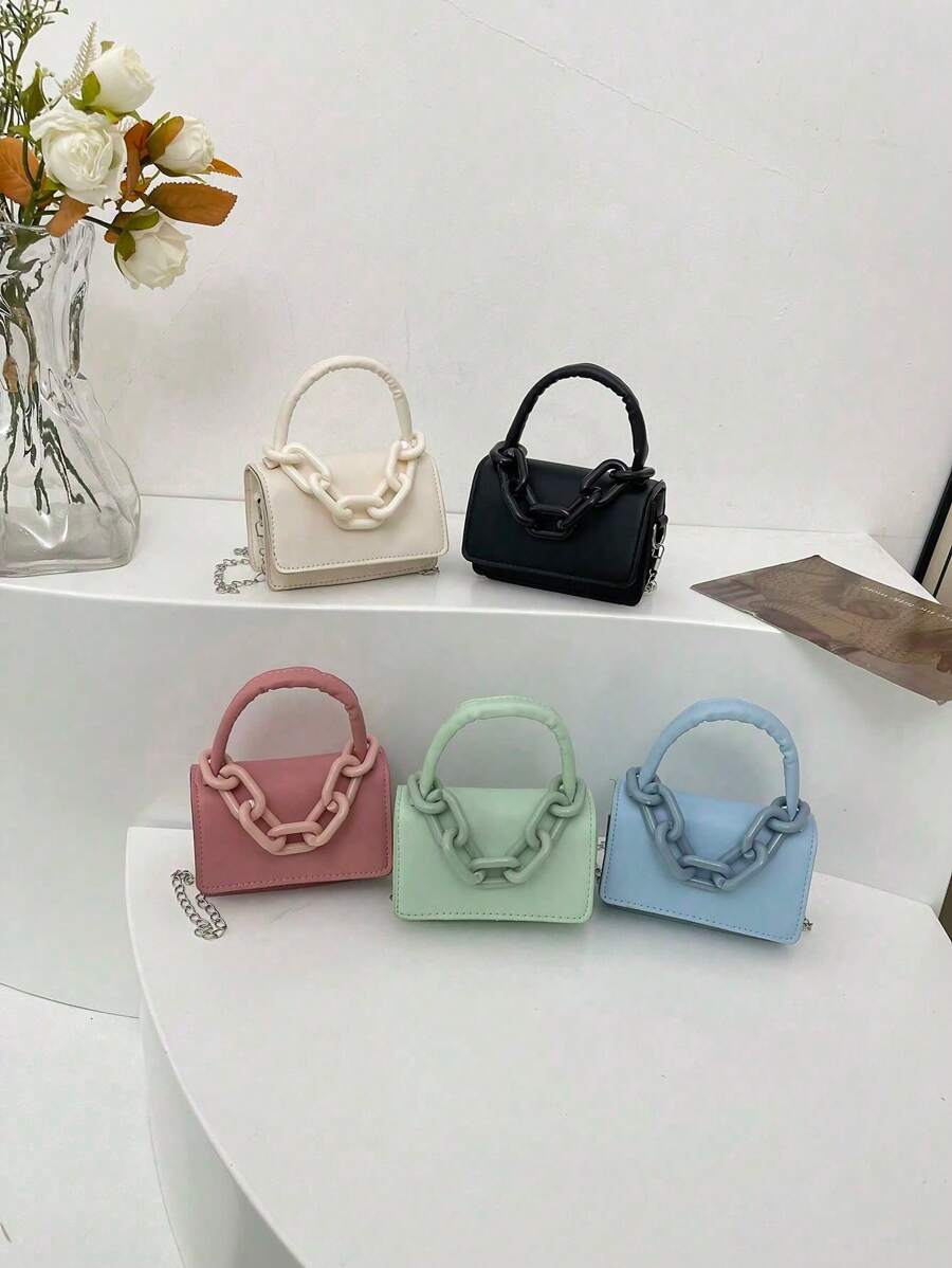 1 Girl's Handbag, Simple Casual Fashion Style, Large Capacity Lightweight Girl's Small Square Bag, Solid Color Pu Leather Fabric Magnet Closed Detachable Chain, Multiple Carrying Methods In One Bag, Suitable For Daily Use By Girl Shopping And Traveling