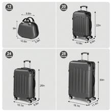 SUNROAD A Stylish Set Of ABS Suitcases With Vertical Stripes, Four-In-One Design With Handles And Universal Wheels. Available In 20in, 24in, 28in Sizes And 12in Carrying Case, Featuring ABS Aluminum Golden Pull Rods In A Fashionable Rose Gold Color Scheme - 深灰色 - 查看 9