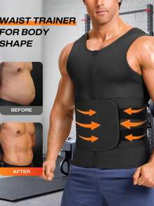 Sauna Suit For Men 2 In 1 Waist Trainer Sauna Shirt For Men Sweat Band For Stomach