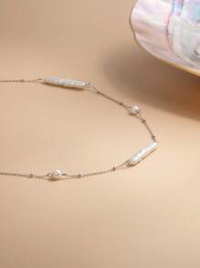 1 件 925 纯银天然珍珠项链，母亲节、情人节、婚礼、新娘、生日礼物