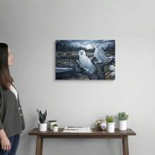 1pc Canvas Print Snowy Owl Canvas Wall Art Print Picture Print Craft Canvas Decor Framed Ready To Hang. - 彩色 - 查看 2