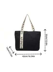 Customizable Name Embroidery Craftsmanship Personalized Large-Capacity Letter Canvas Bag Female Summer New Style Internet Celebrity Fashion Shoulder Tote Bag Out Hand-Held Shopping Bag - Multicolor - View 3