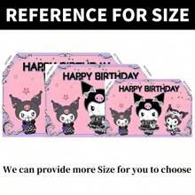 Sanrio Licensed 1PC Black Kulomie Birthday Party Decorative Background Banner Cartoon Theme Shower Party Perfect Decorative Supplies Bedroom Tapestry Photo Background Booth Props 82.7*59.1 *39.4/39.4*29.5 Inches