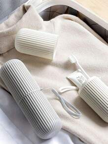 1/2pcs Portable Travel Mouthwash Cup, Toothbrush And Toothpaste Storage Box, Travel Camping Toothbrush Cup, Travel Toiletry Set, Travel Essentials, Beach And Holiday Back To School Travel Organizer