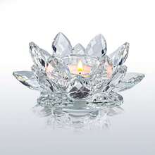 1Pc Crystal Lotus Flower Tealight Candle Holders/Glass Tea Light Candlestick Decor Decoration For Christmas Home Wedding Party - Multicolor - View 1