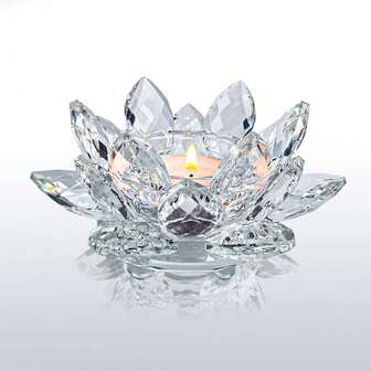 1Pc Crystal Lotus Flower Tealight Candle Holders/Glass Tea Light Candlestick Decor Decoration For Christmas Home Wedding Party