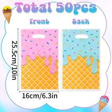 10pcs/20pcs/30pcs/50pcs Ice Cream Party Gift Bag, Summer Cute Ice Cream Theme Pink Blue Ice Cream Dessert Cake Pattern, Birthday Wedding Gender Reveal Party Summer Pool Party Gift Packaging Bag, Handbag, Dessert Candy Small Gift Storage Bag