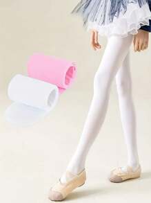 2/3 Pairs Teenager Dance Tights, Girls White Ballet Dance Leggings, Black & Pink Ultra Stretchy Skin-Tight Dance Stockings For Spandex Ballet Spring/Summer - Multicolor - View 19