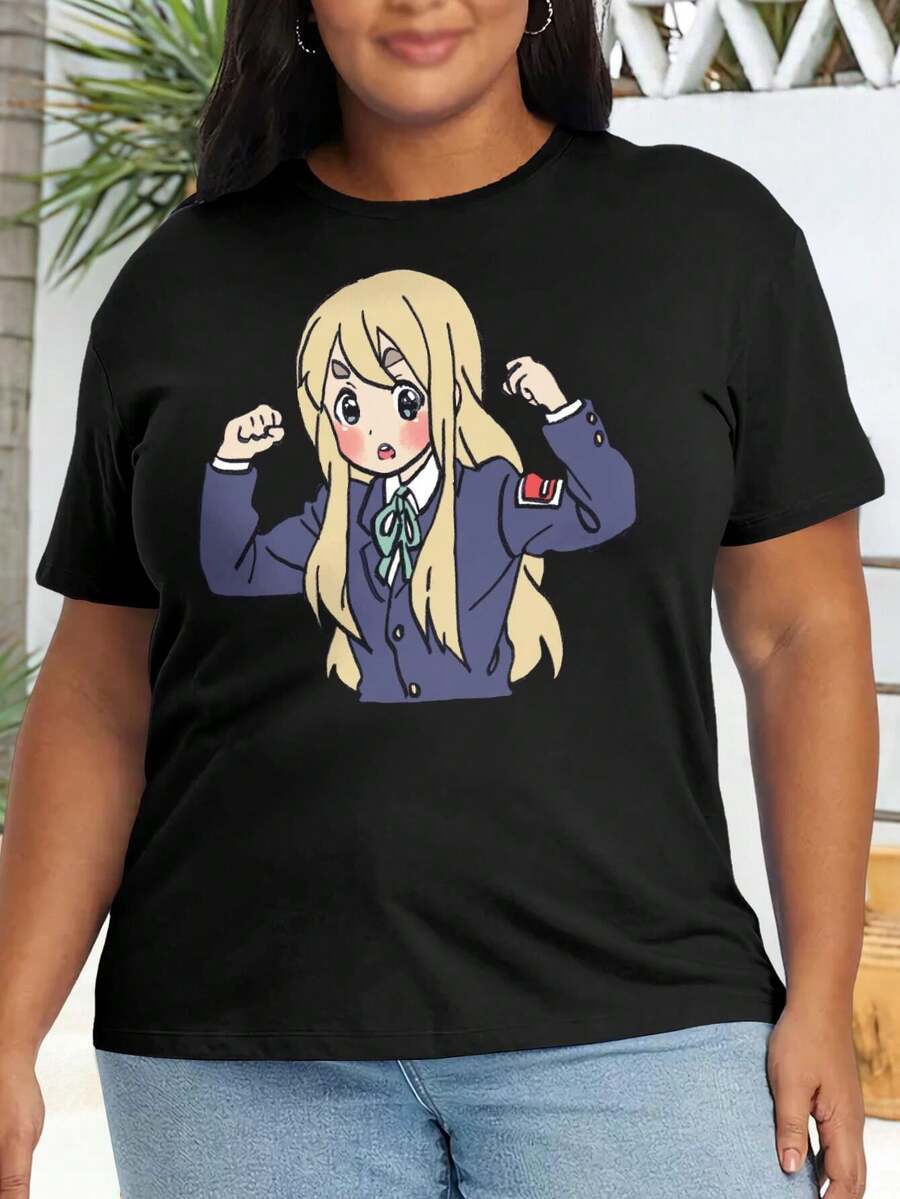 Strong Mugi K-On! Meme Oversize Oversize Women T-Shirt For Women Anime Flexing Funny Keion Tsumugi - 黑色 - 查看 1