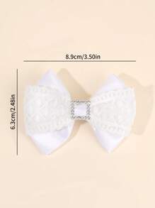 2 piezas Clips para el cabello con decoración de diamantes y lazo para niñas, clips de lazo de cinta de gróngrain y encaje para mujer, elegantes pinzas tipo cocodrilo para accesorios diarios para el cabello