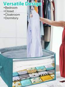 1pc/2pcs/3pcs Clothes Storage Bags With Lid 90L, Large Clothing Storage Boxes Box With Zip Foldable, Fabric Bedding Closet Organizers, Used For Quilt Duvet Blankets Pillows Toy Sweater