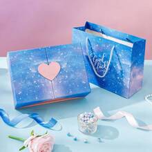 1pc Creative Blue Starry Sky Valentine's Day Gift Box, Romantic Open Style Packaging Box, Birthday Present Box, High-End Starry Open Style Gift Box, Gift Box For Girlfriend, Gift Box For Wife, Premium Gift Box, For Mother's Day , Bridesmaid Gifts , Gratuation Gifts , Birthday Gifts,Wedding Gifts