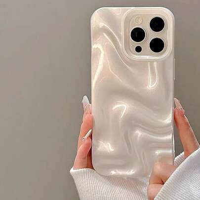 1 Ốp lưng điện thoại họa tiết gợn sóng giả ngọc trai màu trắng sang trọng tương thích với iPhone 11, 11 Pro, 11 Pro Max, 12, 12 Pro Max, 13, 13 Pro, 13 Pro Max, 14, 14 Pro, 14 Plus, 14 Pro Max, 15, 15 Pro, 15 Plus, 15 Pro Max, 16, 16 Pro, 16 Pro Max, 16 Plus, 17, 17 Pro, 17 Pro Max