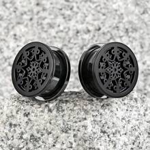 2 件装 316 不锈钢圆形镂空耳塞扩张器耳洞扩张器穿孔女士男士身体饰品 - 多色 - 查看 12