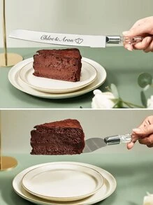 Customizable Name Knives,2Pcs Custom Crystal Handle Cake Cutting Set For Wedding, Personalized Stainless Steel Cake Knife With Name, Knife Size: 33.5cm/13.2in, Shovel Size: 27.5cm/10.8in, Wedding Cake Knife And Server Set, Cake Cutting Set For Wedding,Graphic Print - Silver - View 5
