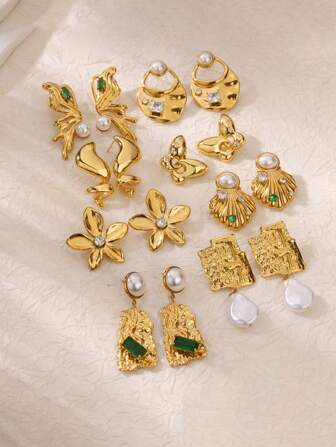 不锈钢光滑蝴蝶花朵爱心耳环女式开口可调节耳饰耳环时尚珠宝 2025 新款