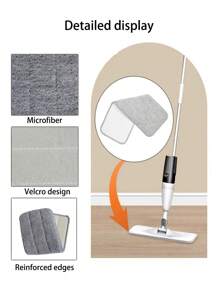1/2pcs Reusable Microfiber Cloths For Deerma TB500/TB800 Spray Mop, Replacement Accessories - Grey - View 7