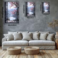 Pastel Landscape With Cherry Blossoms And Mountains. Large Wooden Framed Wall Painting Artist Home Decoration Oil Painting - Bedroom, Bathroom, Living Room, Office, Kitchen, Christmas Gifts - 1 Piece - 彩色 - 查看 3