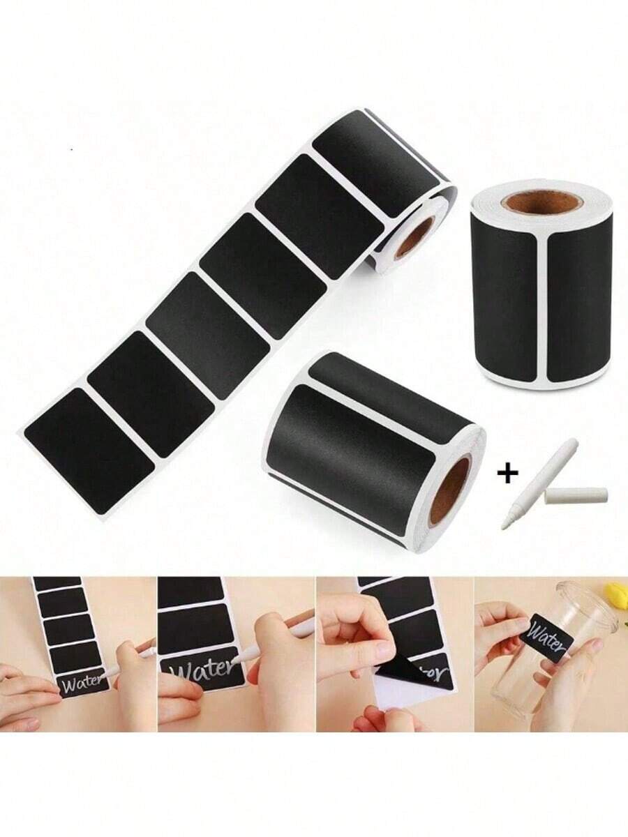 120pcs/Roll Black Reusable Waterproof Wave-Shaped Labels For Kitchen Utensils, Containers, Jars, Spice, Food Storage