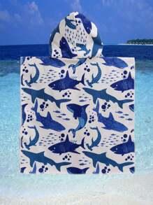 1 pieza Poncho de playa absorbente y grueso talla grande, 60*60cm, ropa de playa, decoración del hogar y del baño, vuelta al cole en verano