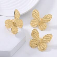 Exquisite Butterfly - Themed Jewelry Set: 18K Gold Plated Copper Alloy, Perfect For Weddings, Parties & Carnivals. This 2 Pieces Set Features Delicate Butterfly Designs With A Textured Finish, Bringing A Touch Of Bohemian Charm To Any Outfit.