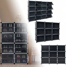 Combination Shoe Cabinet with Door Shoe Storage Box 6/8 Tier Shoe Rack Shoe Cabinet Plastic - 4 Spalten 8 Ebenen - Übersicht 9
