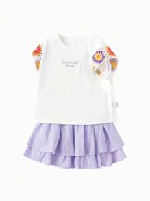 Balabala 女孩時尚休閒裝，2024夏季短袖套裝