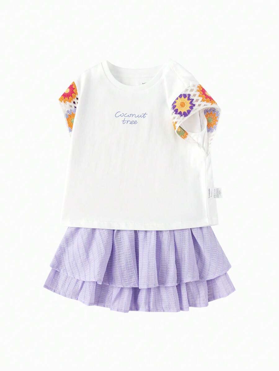 Balabala 女孩時尚休閒裝，2024夏季短袖套裝