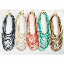 2025 New Exaggerated Multi-Layer Wax Rope Necklace, Bohemian Retro Colored Leather Rope Necklace, Holiday Gift - NK1944 - View 13