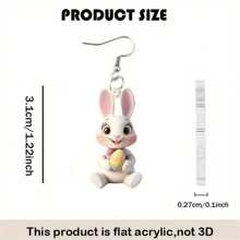 1 Pair Of Cute Rabbit Earrings, 2D Flat Women's Pendant Earrings, Suitable For Daily/Holiday Jewelry Accessories, Can Be Given As Easter Gifts To Girlfriends.