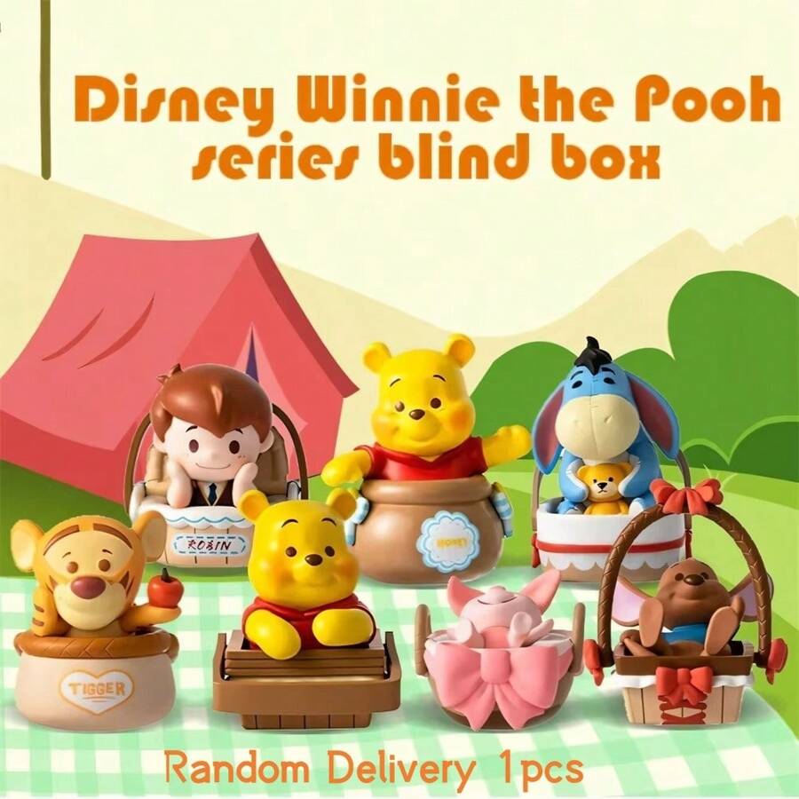 Caja Ciega Misterio de Winnie The Pooh de Disney "Llévame de Gira", incluye Figura de Acción de Winnie, Tigger, Eeyore, Piglet, Buho como decoración de escritorio, regalo de cumpleaños (Entrega aleatoria, 1 pieza)