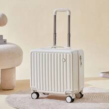 18 Inch Mini Luggage Carry-On Suitcase With 4 Wheels, Combination Lock, Travel Case Bag For School School Accessories School Stuff - White - View 1