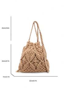 Bolso de bandolera pequeño tejido a mano para mujeres, nuevo bolso de mensajero tejido, bolso de hombro casual de playa de nicho, bolso sobre mini cuadrado, bolso de bandolera, adecuado para la playa y resorts