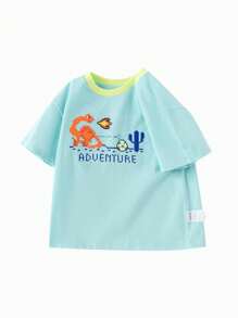 Balabala Young Boys Quick-Dry Dinosaur T-Shirt, 2025 Summer Top