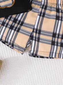 2pcs/Set Baby Boy Cute Bear Embroidered Top And Loose Casual Shorts Set, Summer Short Sleeve