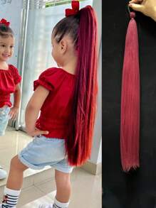 1PC KIDS Synthetic DIY Ponytail Hair With Elastic Hair Band Long Yaki Straight Hair Hair Band Ponytail Hair Extension Party Daily