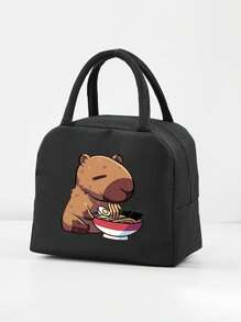 1 件时尚水纹保温午餐袋，便携式大容量午餐手提袋，防水轻便牛津布手提包，适合日常使用和户外野餐