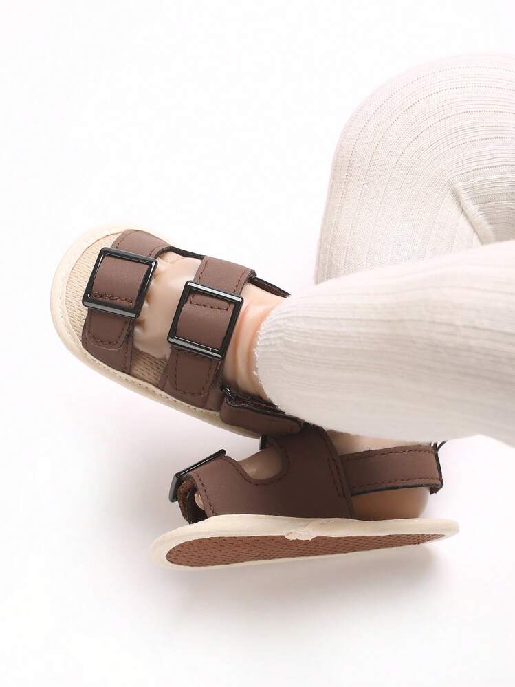 Sandalias de verano transpirables, cómodas y suaves para bebés y niños pequeños, zapatos casuales para caminar - Marrón - Añade 8