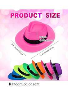 Novelty Place Neon Plastic Party Hats, Fedora With Gangster Mafia Style Dark Glow Hats In Birthday, Music Party(Random Color6/12 Pack) - Multicolor - View 5