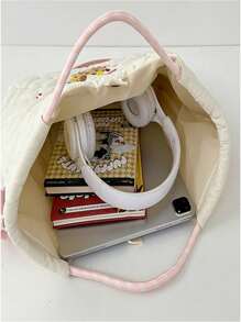 1pc Puppy, Lightweight, Campus Casual Embroidery Crossbody Bag, Detachable Backpack, Suitable For Teen Girls, Female College Students, Backpack, Back To School Season, Textbook Bag, Medium And Large Students