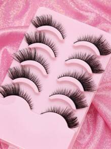 AYRMILLA Lashes 5 paar wimpersets Wimperborstel Natuurlijke valse wimpers Fluffy Soft Dramatische 3D nertsenwimpers Lange, luchtige wimpers Meerlaags Kort Dik Nepwimpers Extension Bulk Nepwimpers Make-upproducten Comfortabel om te dragen Handgemaakt Bovenste wimpers Gevleugelde uiteinden Oogverlenging Natuurlijke realistische wimpers Volle wimpers Langdurig volume Populaire make-up beautytool