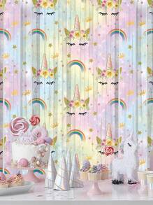 Juego de 3 cortinas de cuentas/flecos decorativas para fiestas de 100*200cm/39*78 pulgadas, con diseño de unicornio colorido, apropiadas para diferentes temas de fiestas