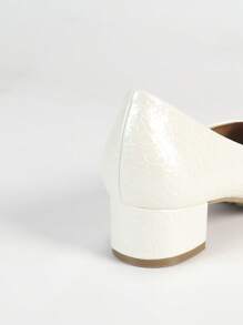 女式方头一脚蹬舒适粗跟软底工作鞋 - 白色 - 查看 3