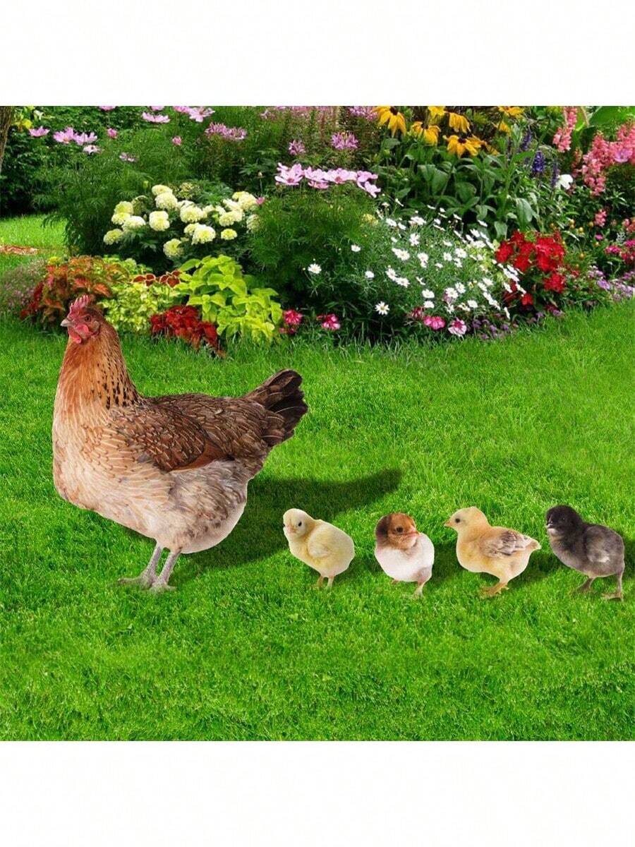 5pcsAcrylic Animal Garden Wooden Stakes Simulate Rabbit Models For Decorative Signage, And Ground Stakes Are Used For Yard Decoration - Multicolor - View 1