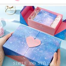 1pc Creative Blue Starry Sky Valentine's Day Gift Box, Romantic Open Style Packaging Box, Birthday Present Box, High-End Starry Open Style Gift Box, Gift Box For Girlfriend, Gift Box For Wife, Premium Gift Box, For Mother's Day , Bridesmaid Gifts , Gratuation Gifts , Birthday Gifts,Wedding Gifts