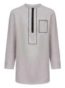 Kaftan Men's Suit Long Sleeve Embroidered Pocket Design Top And Casual Pants 2 Pieces Festive Wedding Traditional Men's Suit